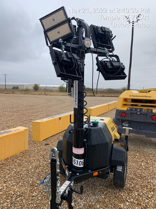 2022 Allmand NLV3GR (4) LED Light Fixture 350W, 23' Vertical Mast, 3kW Prime, Towable, ES Decals, T3