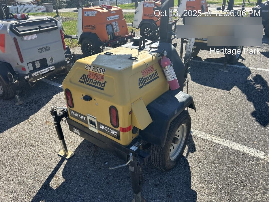 2022 Allmand NLV3GR (4) LED Light Fixture 350W, 23' Vertical Mast, 3kW Prime, Towable, Deep Sea L401, Leveling Jacks, Yanmar T4F 5.8hp