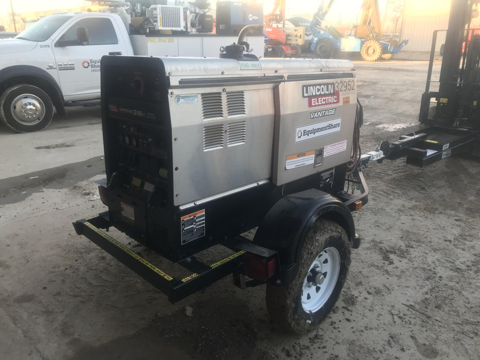 2019 Lincoln Electric Vantage 322 Welder Ready-Pak 3, Two wheel trailer, Fender and Light kit, Cable Rack