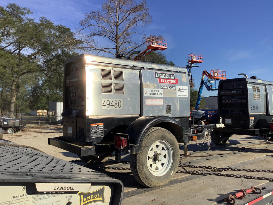 2019 Lincoln Electric Vantage 322 Ready-Pak 3, Two Wheel Trailer, Fender and Light Kit, Cable Rack