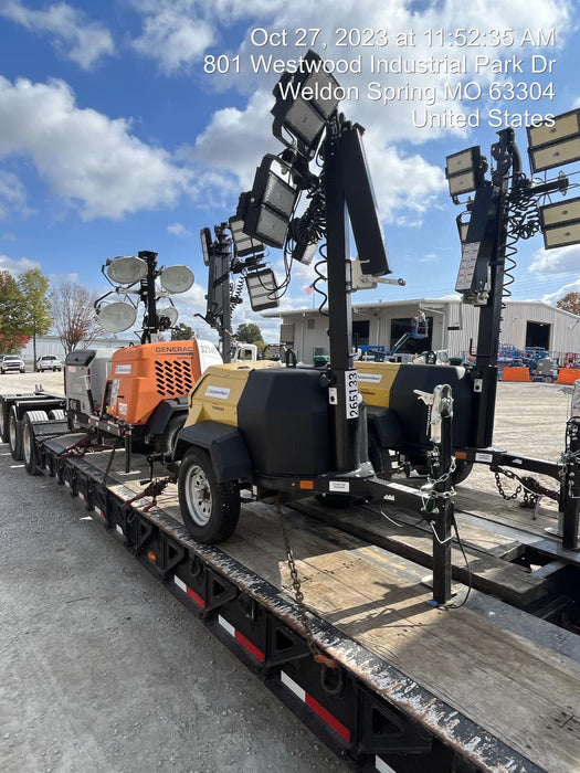 2022 Allmand NLV3GR (4) LED Light Fixture 350W, 23' Vertical Mast, 3kW Prime, Towable, ES Decals, T3