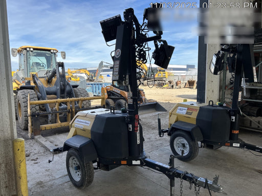 2021 Allmand NLV3GR (4) LED Light Fixture 350W, 23' Vertical Mast, 3kW Prime, Towable, Deep Sea L401, Leveling Jacks, Yanmar T4F 5.8hp