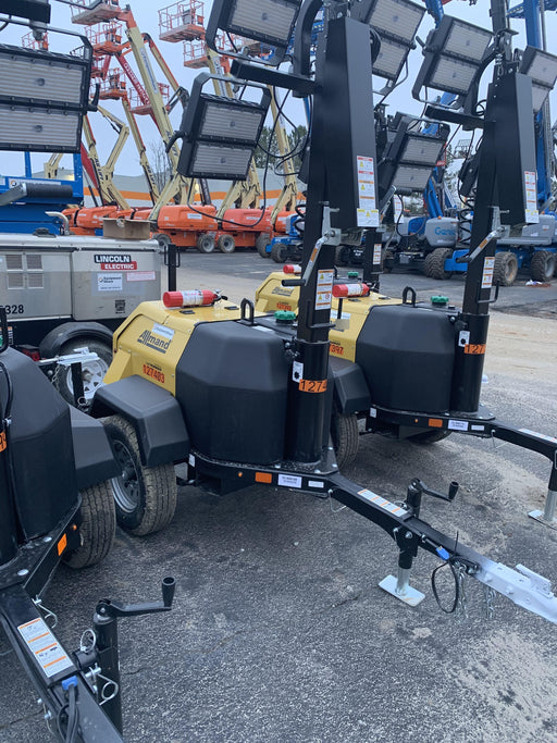 2021 Allmand NLV3GR (4) LED Light Fixture 350W, 23' Vertical Mast, 3kW Prime, Towable, Deep Sea L401, Leveling Jacks, Yanmar T4F 5.8hp