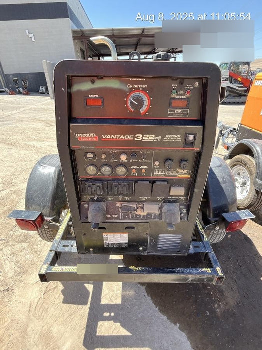 2019 Lincoln Electric Vantage 322 Ready-Pak 3, Two Wheel Trailer, Fender and Light Kit, Cable Rack