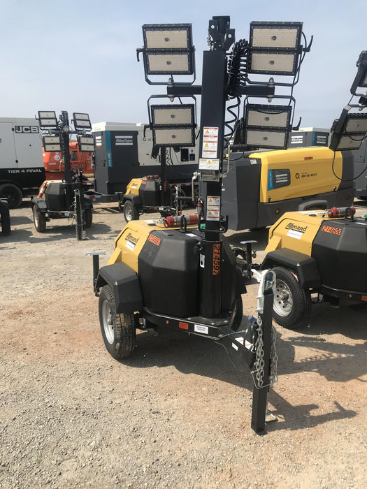 2022 Allmand NLV3GR (4) LED Light Fixture 350W, 23' Vertical Mast, 3kW Prime, Towable, Deep Sea L401, Leveling Jacks, Yanmar T4F 5.8hp