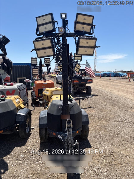 2022 Allmand NLV3GR (4) LED Light Fixture 350W, 23' Vertical Mast, 3kW Prime, Towable, ES Decals, T3