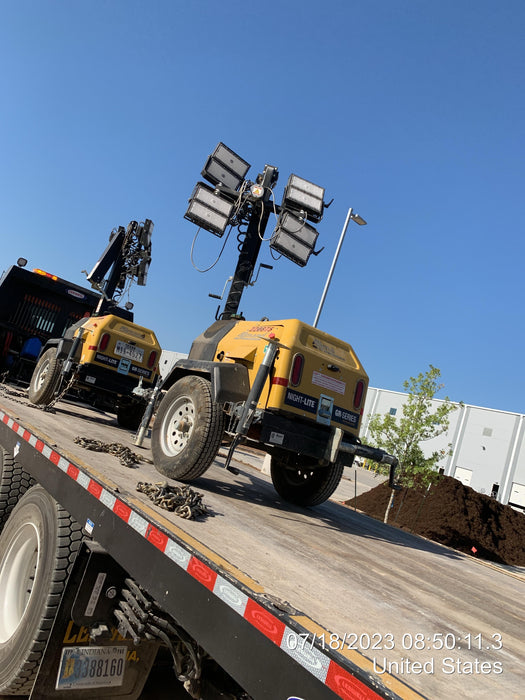 2022 Allmand NLV3GR (4) LED Light Fixture 350W, 23' Vertical Mast, 3kW Prime, Towable, Deep Sea L401, Leveling Jacks, Yanmar T4F 5.8hp