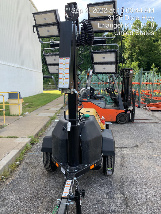 2022 Allmand NLV3GR (4) LED Light Fixture 350W, 23' Vertical Mast, 3kW Prime, Towable, ES Decals, T3