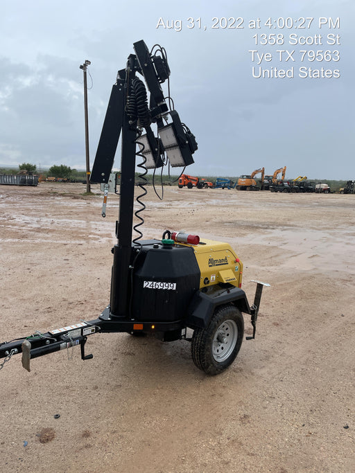 2022 Allmand NLV3GR (4) LED Light Fixture 350W, 23' Vertical Mast, 3kW Prime, Towable, ES Decals, T3