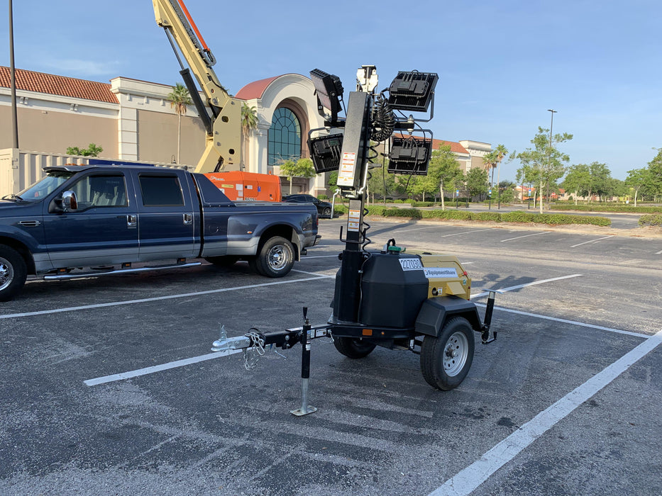 2022 Allmand NLV3GR (4) LED Light Fixture 350W, 23' Vertical Mast, 3kW Prime, Towable, Deep Sea L401, Leveling Jacks, Yanmar T4F 5.8hp