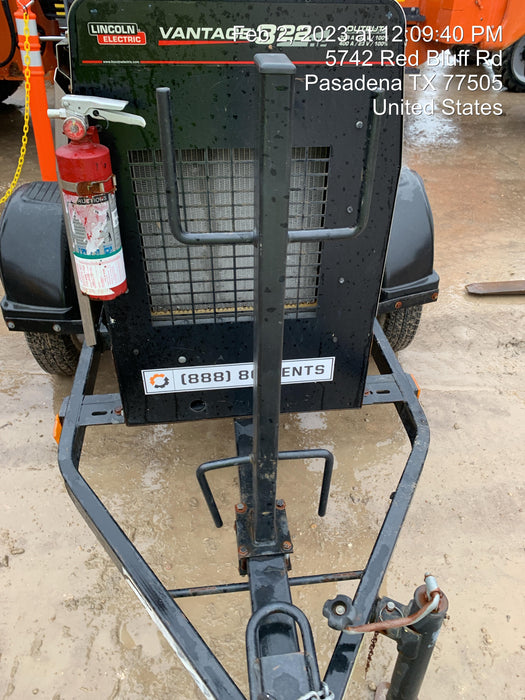 2019 Lincoln Electric Vantage 322 Welder Ready-Pak 3, Two wheel trailer, Fender and Light kit, Cable Rack
