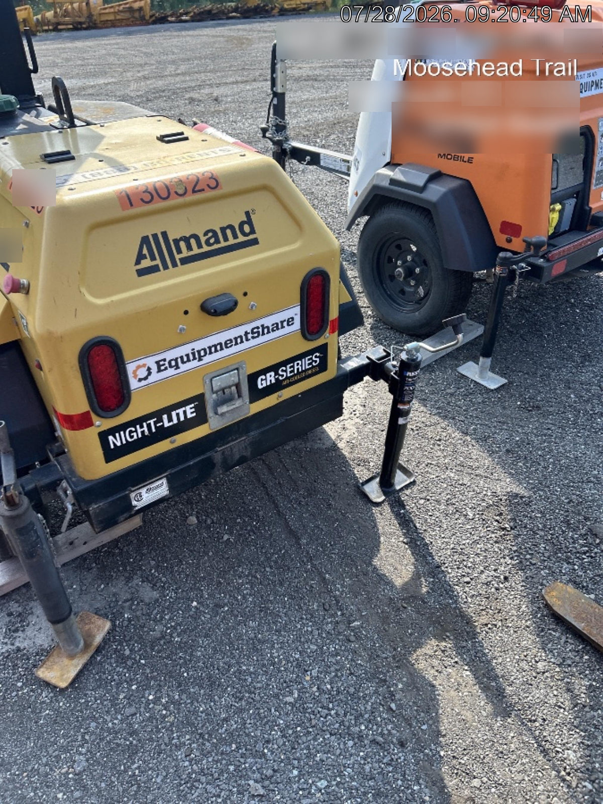 2021 Allmand NLV3GR (4) LED Light Fixture 350W, 23' Vertical Mast, 3kW Prime, Towable, Deep Sea L401, Leveling Jacks, Yanmar T4F 5.8hp
