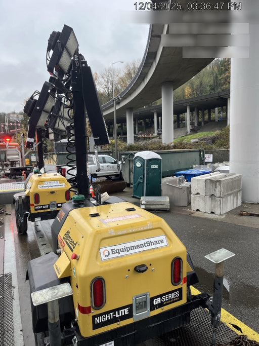 2020 Allmand NLV3GR (4) LED Light Fixture 350W, 23' Vertical Mast, 3kW Prime, Towable, Deep Sea L401, Leveling Jacks, Yanmar T4F 5.8hp