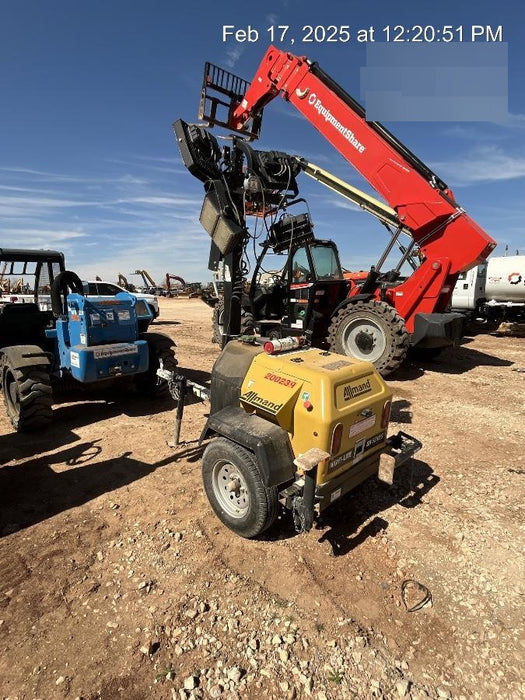 2022 Allmand NLV3GR (4) LED Light Fixture 350W, 23' Vertical Mast, 3kW Prime, Towable, Deep Sea L401, Leveling Jacks, Yanmar T4F 5.8hp