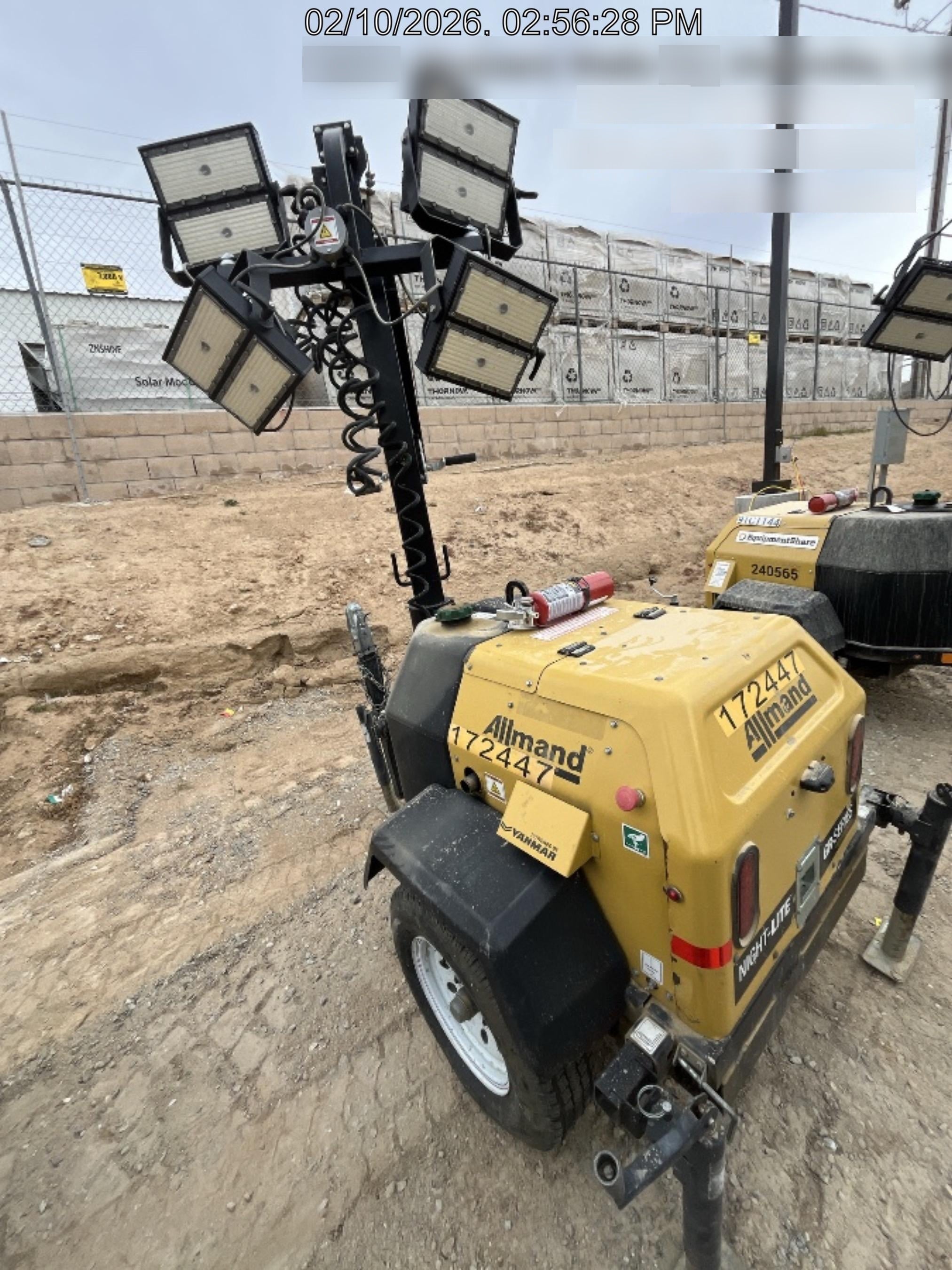 2021 Allmand NLV3GR (4) LED Light Fixture 350W, 23' Vertical Mast, 3kW Prime, Towable, Deep Sea L401, Leveling Jacks, Yanmar T4F 5.8hp
