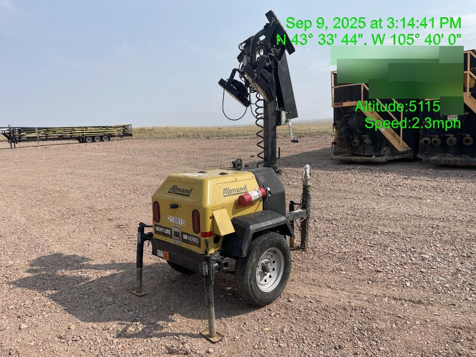 2022 Allmand NLV3GR (4) LED Light Fixture 350W, 23' Vertical Mast, 3kW Prime, Towable, Deep Sea L401, Leveling Jacks, Yanmar T4F 5.8hp