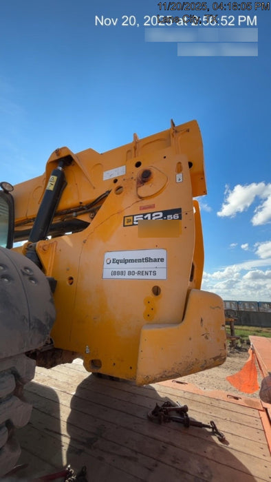 2019 JCB 512-56 109 HP w/CAB/HVAC, Beacon, Aux Hydraulics, Worklights, Solid Tires w/60" Carriage/Forks