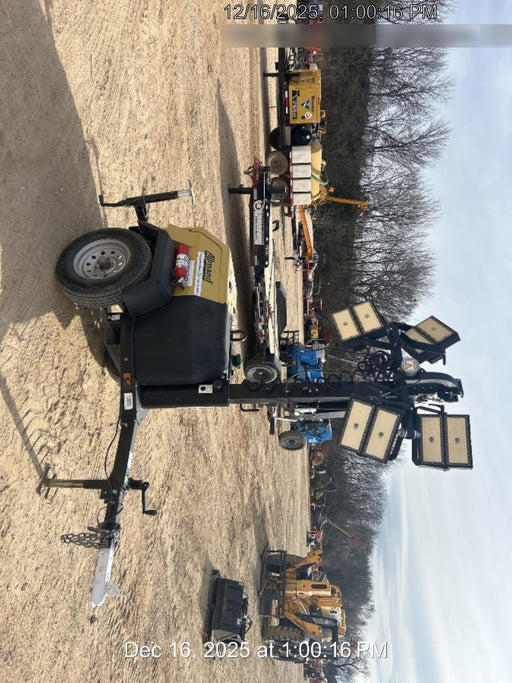 2022 Allmand NLV3GR (4) LED Light Fixture 350W, 23' Vertical Mast, 3kW Prime, Towable, Deep Sea L401, Leveling Jacks, Yanmar T4F 5.8hp