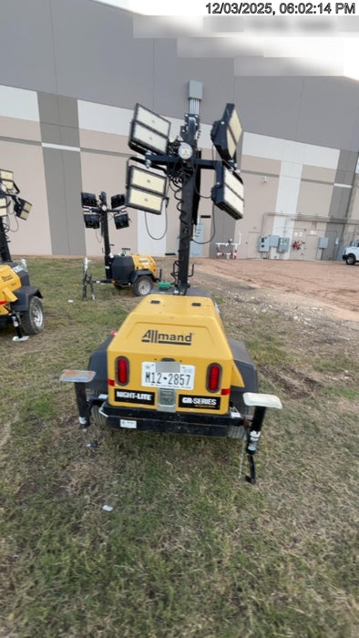 2022 Allmand NLV3GR (4) LED Light Fixture 350W, 23' Vertical Mast, 3kW Prime, Towable, ES Decals, T3