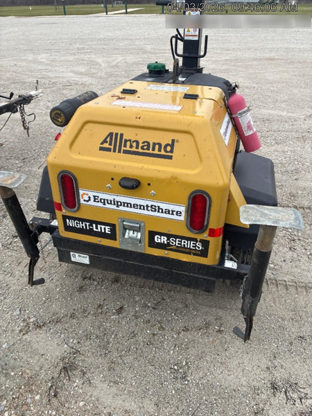 2022 Allmand NLV3GR (4) LED Light Fixture 350W, 23' Vertical Mast, 3kW Prime, Towable, Deep Sea L401, Leveling Jacks, Yanmar T4F 5.8hp