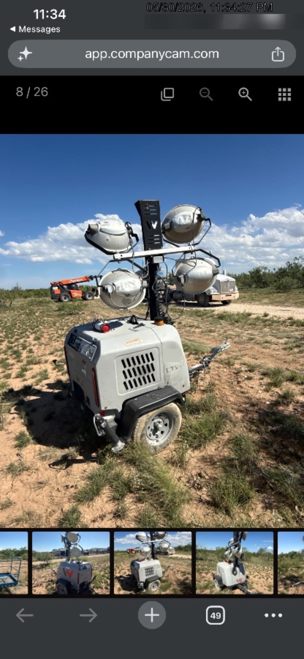 2018 Wacker Neuson LTV6L-MH Wacker Neuson LTV6L Mobile Light Tower w/Fuel Level Sensor Installed