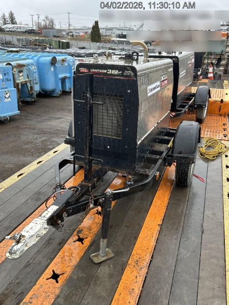 2019 Lincoln Electric Vantage 322 Welder Ready-Pak 3, Two wheel trailer, Fender and Light kit, Cable Rack