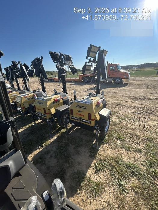 Allmand NLV3GR (4) LED Light Fixture 350W, 23' Vertical Mast, 3kW Prime, Towable, Deep Sea L401, Leveling Jacks, Yanmar T4F 5.8hp