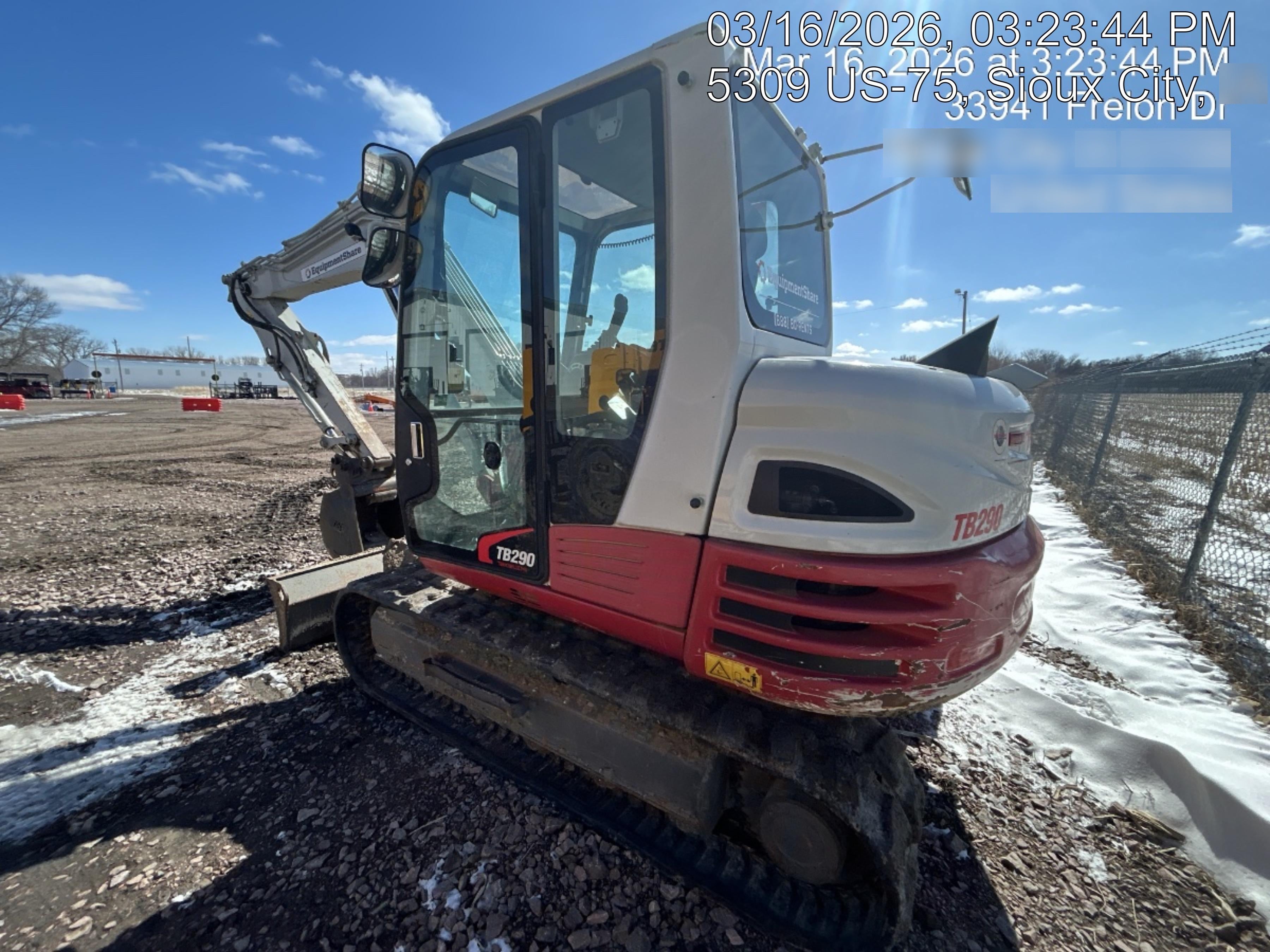 2019 Takeuchi TB290 Cab/Heat/AC Rubber tracks, Dozer blade, Travel alarm, Auxiliary hydraulics Manual QC, Hydraulic thumb, 18", 24", and 36" Buckets