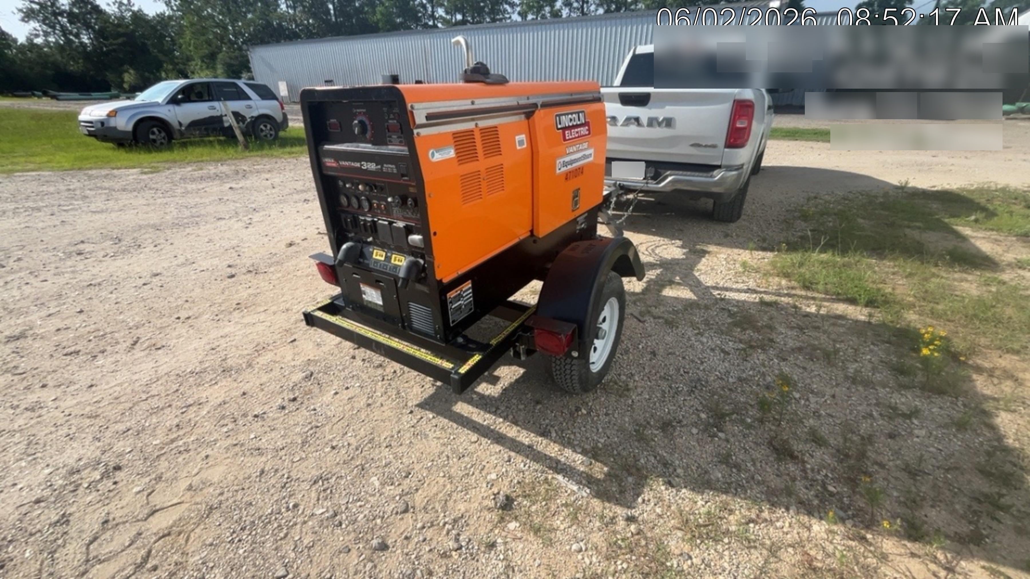 2024 Lincoln Electric Vantage 322 Welder Ready-Pak 3, Two wheel trailer, Fender and Light kit, Cable Rack, Orange