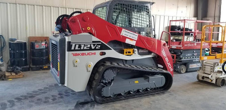 2019 Takeuchi TL12V2C Cab/Heat/Air w/Auxiliary Hydraulics, 2 Speed, Hydraulic QC 80" Tooth Bucket, 48" Pallet Forks