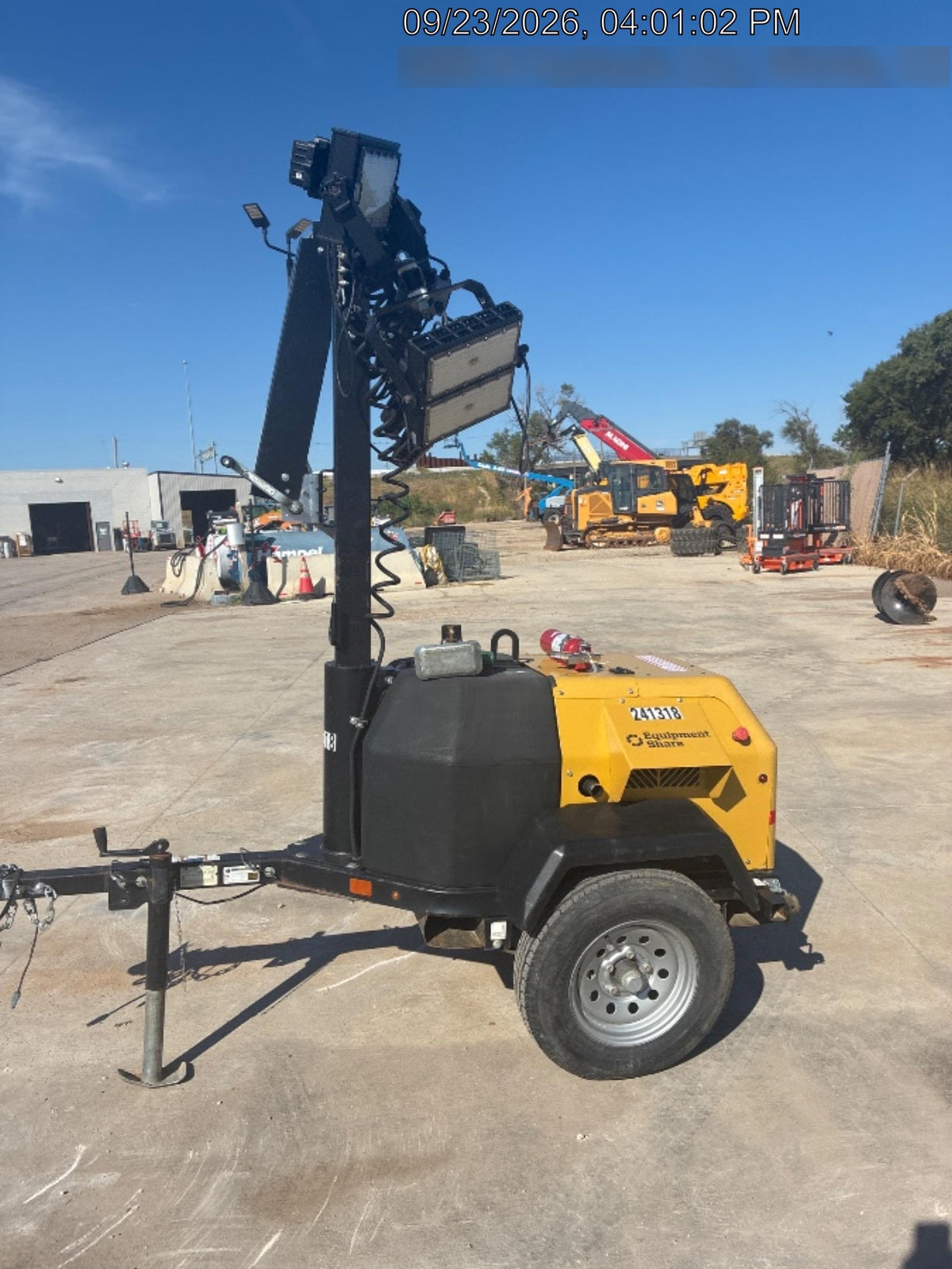 2022 Allmand NLV3GR (4) LED Light Fixture 350W, 23' Vertical Mast, 3kW Prime, Towable, Deep Sea L401, Leveling Jacks, Yanmar T4F 5.8hp