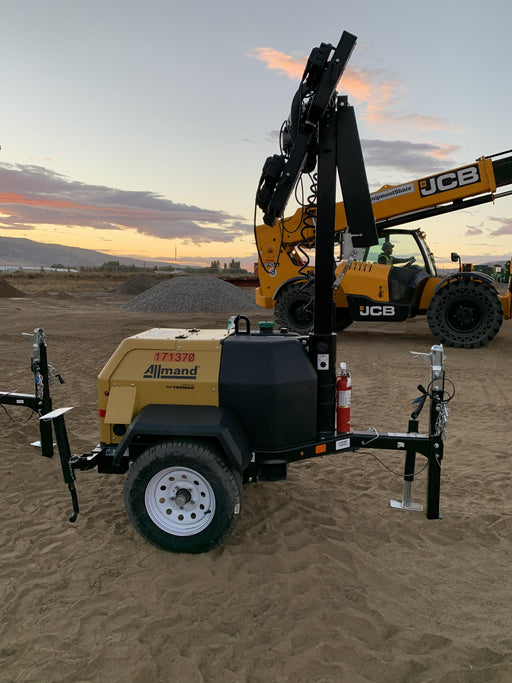 2021 Allmand NLV3GR (4) LED Light Fixture 350W, 23' Vertical Mast, 3kW Prime, Towable, Deep Sea L401, Leveling Jacks, Yanmar T4F 5.8hp