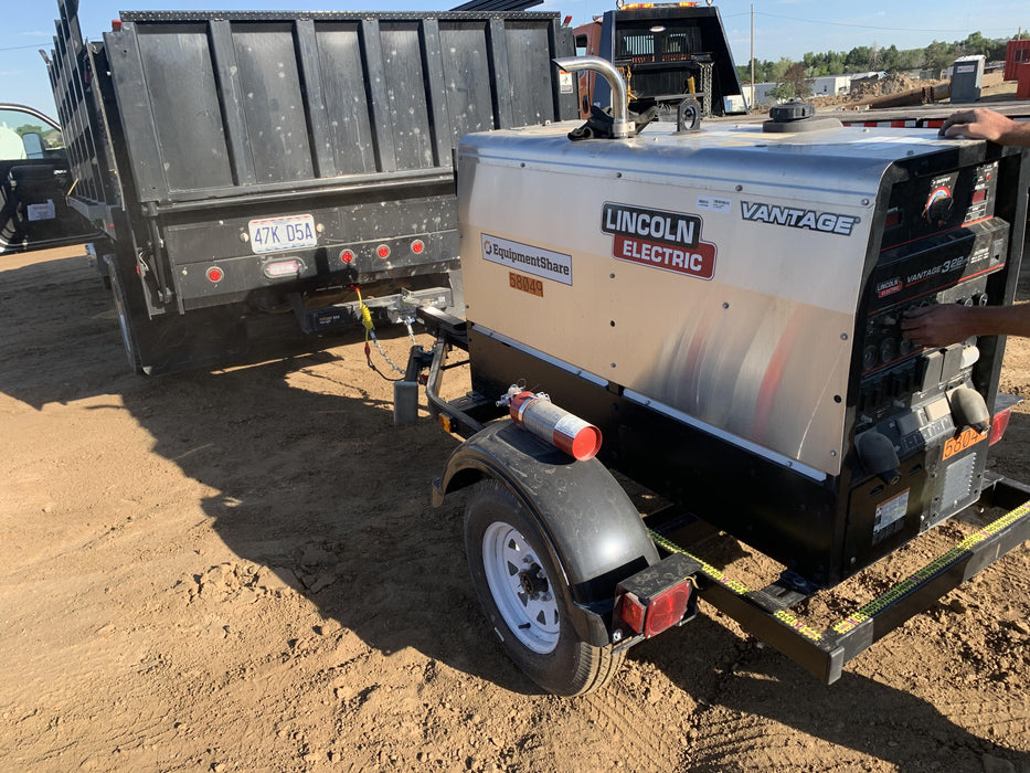 2019 Lincoln Electric Vantage 322 Welder Ready-Pak 3, Two wheel trailer, Fender and Light kit, Cable Rack