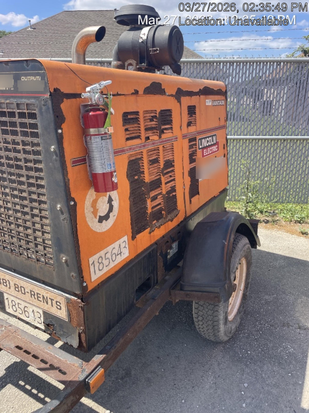 2021 Lincoln Electric Vantage 549X Ready Pak 3, ORANGE (includes trailer, cable rack, fender light kit)