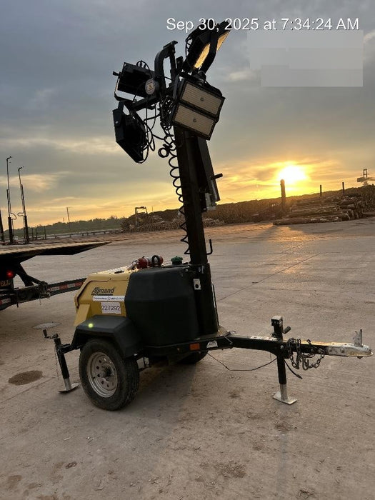 2022 Allmand NLV3GR (4) LED Light Fixture 350W, 23' Vertical Mast, 3kW Prime, Towable, Deep Sea L401, Leveling Jacks, Yanmar T4F 5.8hp