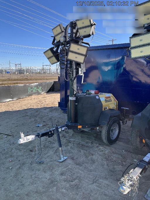 Allmand NLV3GR (4) LED Light Fixture 350W, 23' Vertical Mast, 3kW Prime, Towable, Deep Sea L401, Leveling Jacks, Yanmar T4F 5.8hp