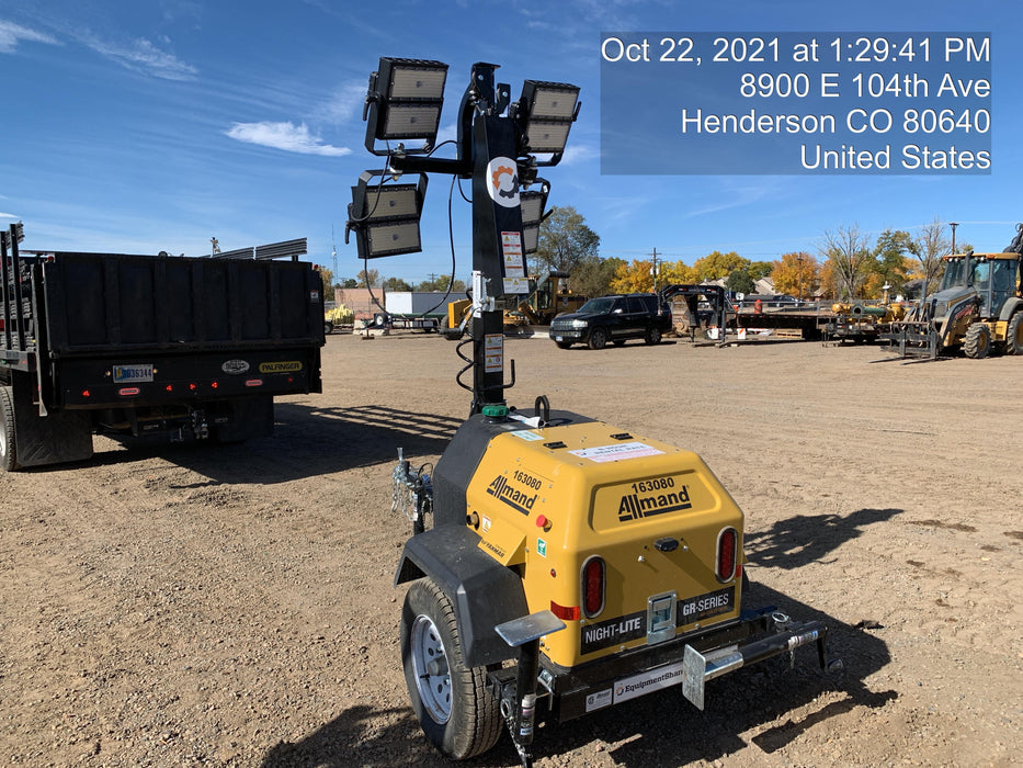 2021 Allmand NLV3GR (4) LED Light Fixture 350W, 23' Vertical Mast, 3kW Prime, Towable, Deep Sea L401, Leveling Jacks, Yanmar T4F 5.8hp