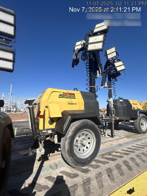 2022 Allmand NLV3GR (4) LED Light Fixture 350W, 23' Vertical Mast, 3kW Prime, Towable, ES Decals, T3