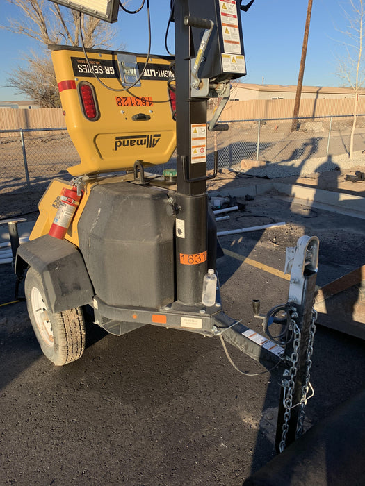 2021 Allmand NLV3GR (4) LED Light Fixture 350W, 23' Vertical Mast, 3kW Prime, Towable, Deep Sea L401, Leveling Jacks, Yanmar T4F 5.8hp