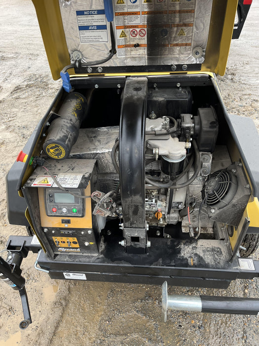 2022 Allmand NLV3GR (4) LED Light Fixture 350W, 23' Vertical Mast, 3kW Prime, Towable, Deep Sea L401, Leveling Jacks, Yanmar T4F 5.8hp