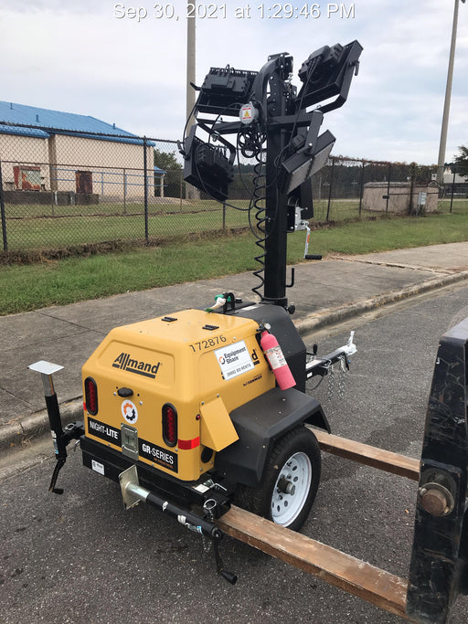 2021 Allmand NLV3GR (4) LED Light Fixture 350W, 23' Vertical Mast, 3kW Prime, Towable, Deep Sea L401, Leveling Jacks, Yanmar T4F 5.8hp