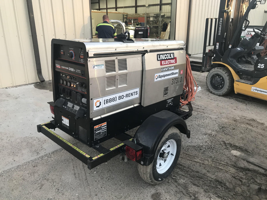 2019 Lincoln Electric Vantage 322 Ready-Pak 3, Two Wheel Trailer, Fender and Light Kit, Cable Rack