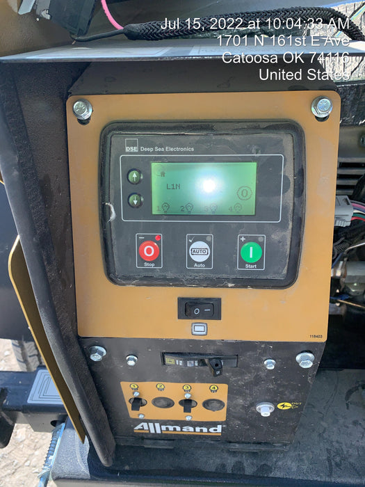 2022 Allmand NLV3GR (4) LED Light Fixture 350W, 23' Vertical Mast, 3kW Prime, Towable, Deep Sea L401, Leveling Jacks, Yanmar T4F 5.8hp