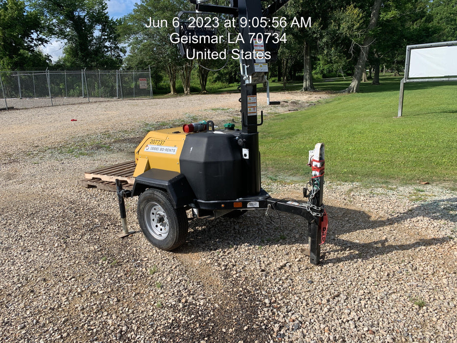 2022 Allmand NLV3GR (4) LED Light Fixture 350W, 23' Vertical Mast, 3kW Prime, Towable, Deep Sea L401, Leveling Jacks, Yanmar T4F 5.8hp