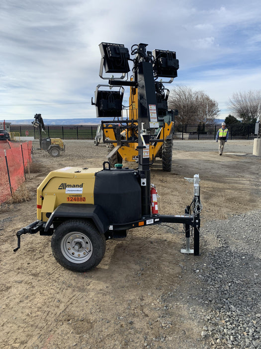 2020 Allmand NLV3GR (4) LED Light Fixture 350W, 23' Vertical Mast, 3kW Prime, Towable, Deep Sea L401, Leveling Jacks, Yanmar T4F 5.8hp