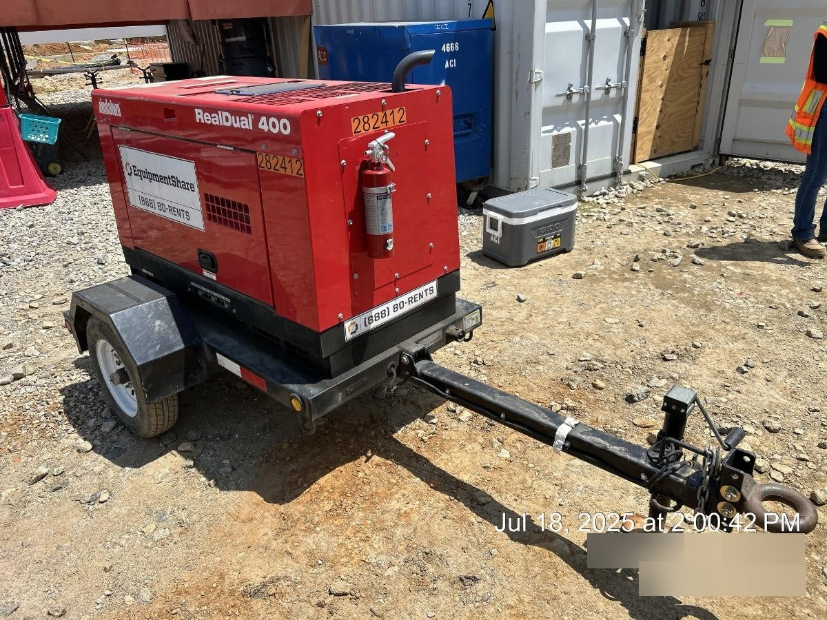 2022 Shindaiwa DGW400MDL Kubota D902 Engine, 23 HP, Dual Op Welder, Wire, Arc, Droop Stick, Tig, and CC Stick Functionality, Simulphase, 3 Phase and 1 Phase Gen Output, Single Axle NB Trlr, Slr Trckl Chrg 12V 12W, Fire Ext