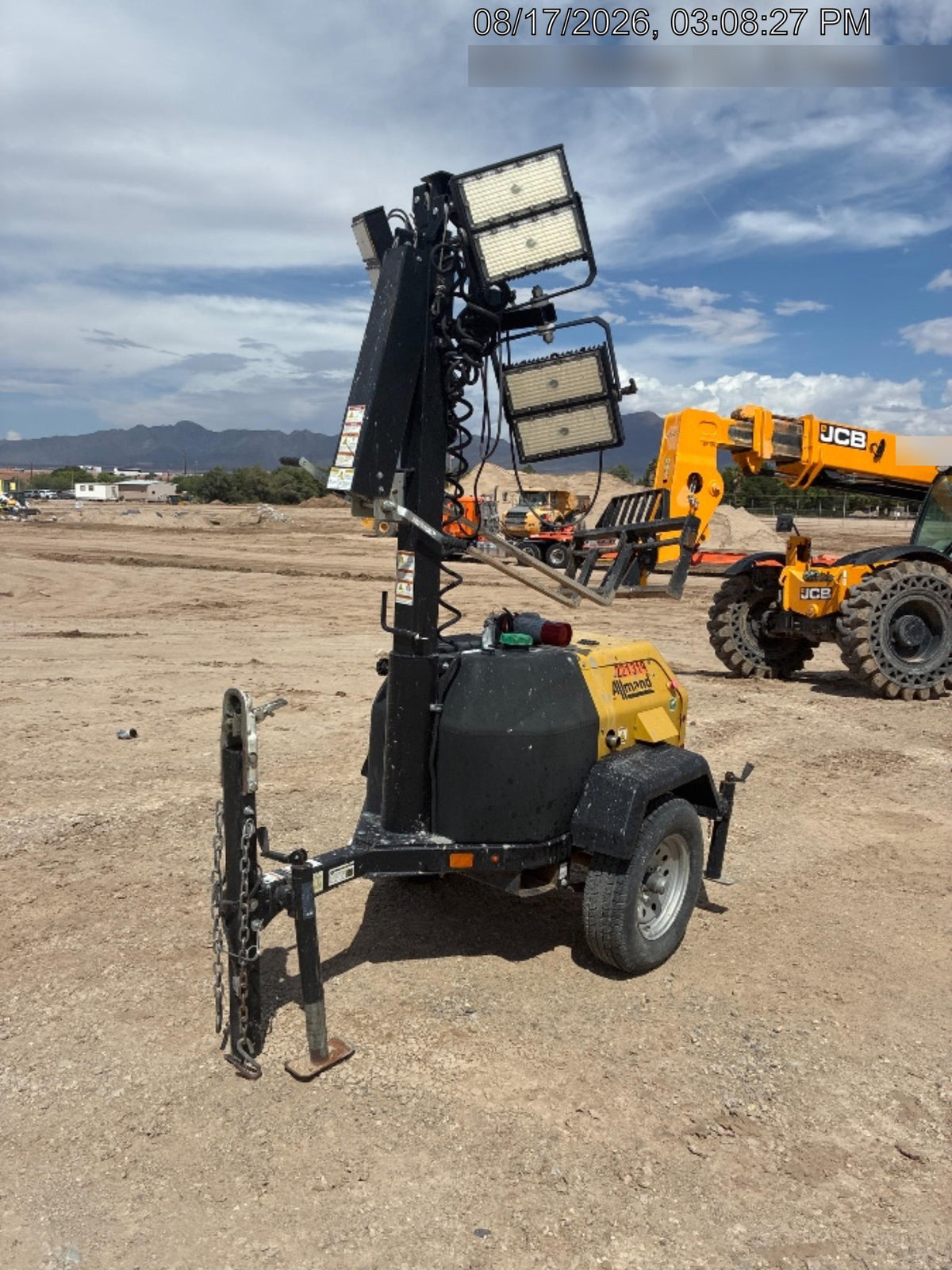 2022 Allmand NLV3GR (4) LED Light Fixture 350W, 23' Vertical Mast, 3kW Prime, Towable, Deep Sea L401, Leveling Jacks, Yanmar T4F 5.8hp