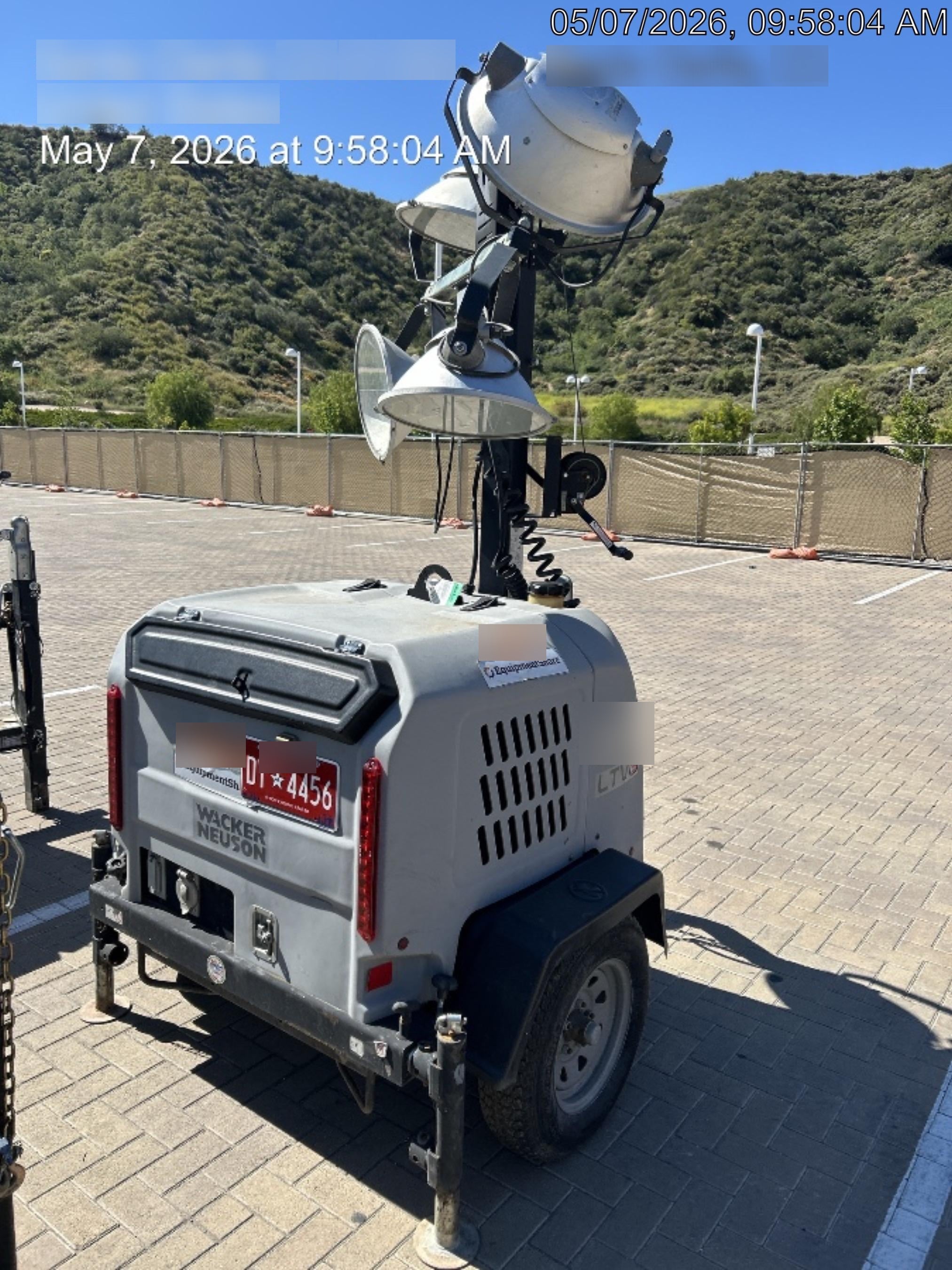 2019 Wacker Neuson LTV6L-MH Wacker Neuson LTV6L Mobile Light Tower w/Fuel Level Sensor Installed