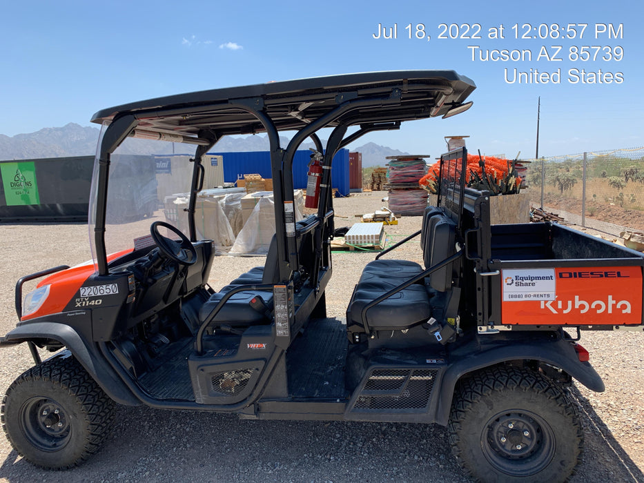 2022 Kubota RTV-X1140W-H Plastic Canopy, Windshield Acrylic Clear, LED Strobe Light, Wire Harness Kit, Back up Alarm