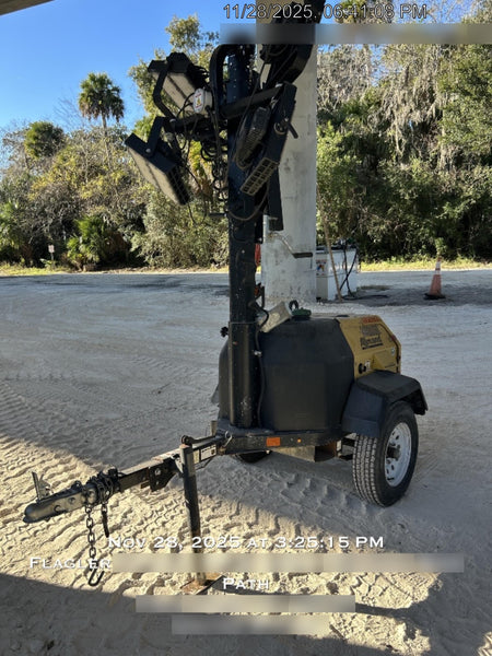 2021 Allmand NLV3GR (4) LED Light Fixture 350W, 23' Vertical Mast, 3kW Prime, Towable, Deep Sea L401, Leveling Jacks, Yanmar T4F 5.8hp
